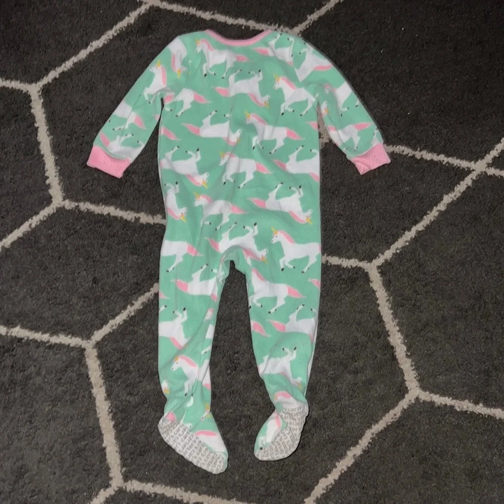Carter’s Girls Mint Green Unicorn Print Footie Pajamas Size 18M - Picture 5 of 5